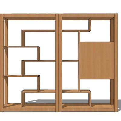 现代实木装饰柜su模型