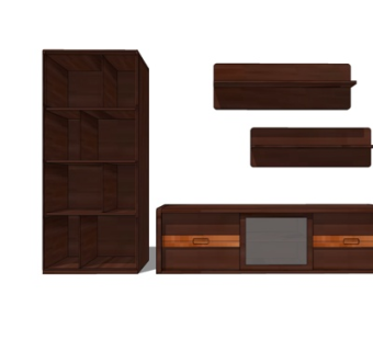 现代实木电视柜su模型