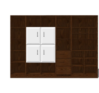 现代实木装饰柜su模型