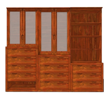 现代实木装饰柜su模型