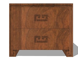 新中式实木床头柜su模型