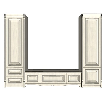 简欧实木电视柜su模型