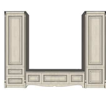 简欧实木电视柜su模型