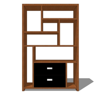 现代实木装饰柜su模型