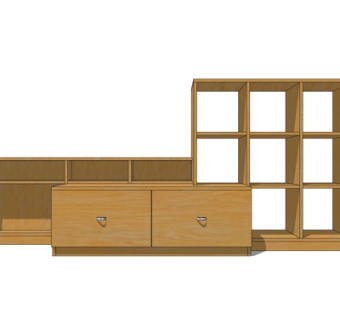 现代实木装饰柜su模型