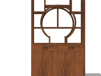 新中式实木装饰柜su模型