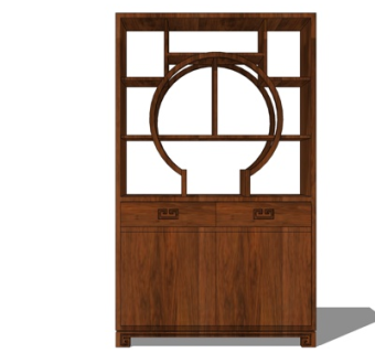 新中式实木装饰柜su模型