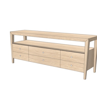 现代实木电视柜su模型