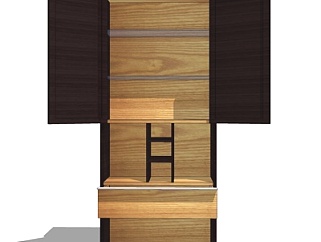 现代实木储物柜su模型