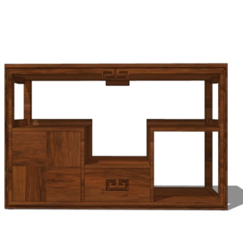 新中式实木装饰柜su模型