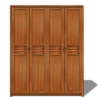 现代实木衣柜su模型