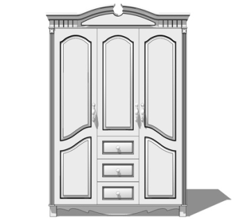 简欧实木衣柜su模型