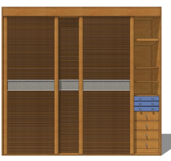 现代实木衣柜su模型