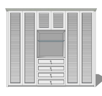 简欧实木衣柜su模型
