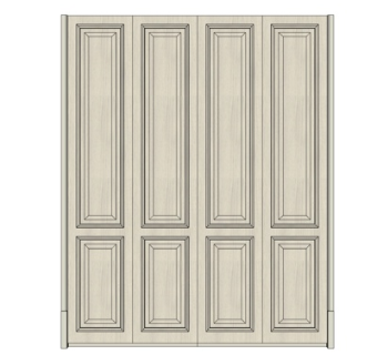 简欧实木衣柜su模型