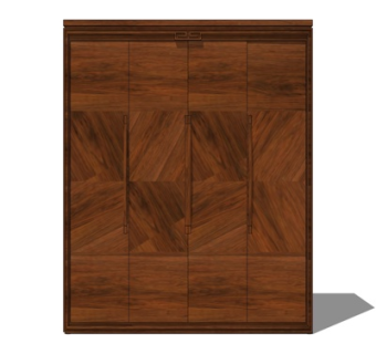 现代实木衣柜su模型