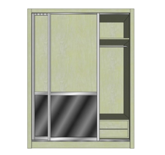 现代实木衣柜su模型