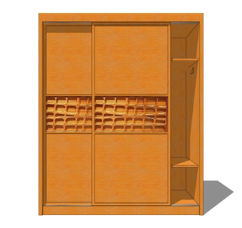 现代实木衣柜su模型