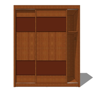 现代实木衣柜su模型