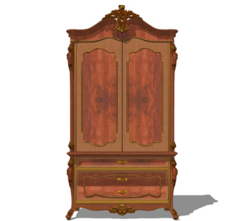 欧式实木衣柜su模型