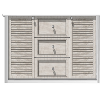 简欧实木边柜su模型