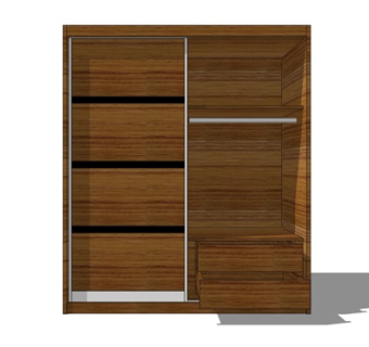 现代实木衣柜su模型