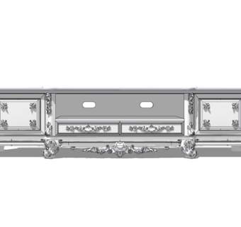 欧式实木电视柜su模型
