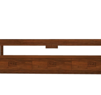 新中式实木电视柜su模型