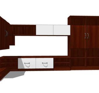 现代实木电视柜su模型