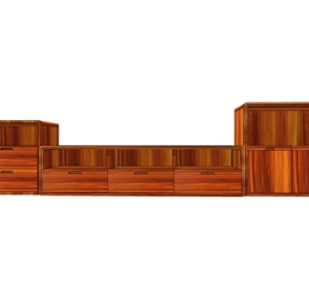 现代实木电视柜su模型