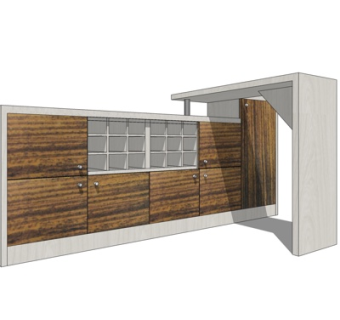 现代实木储物柜su模型