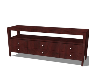 现代实木电视柜su模型