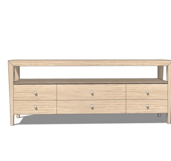 现代实木电视柜su模型