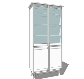 现代实木装饰柜su模型