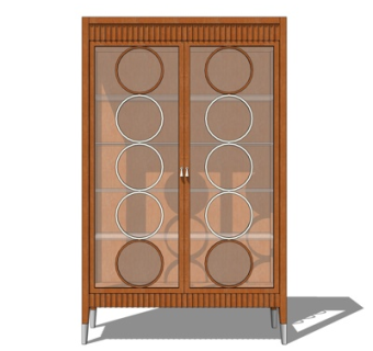 现代实木衣柜su模型