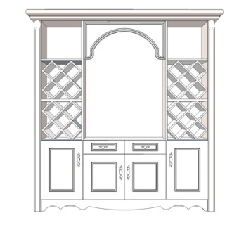 简欧实木酒柜su模型
