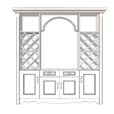 简欧实木酒柜su模型
