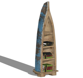 现代实木装饰柜su模型