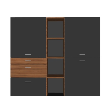 现代实木衣柜su模型