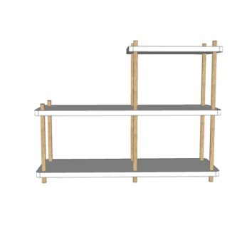 现代实木装饰架su模型