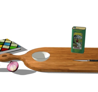 现代实木砧板su模型