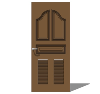 现代实木单开门su模型