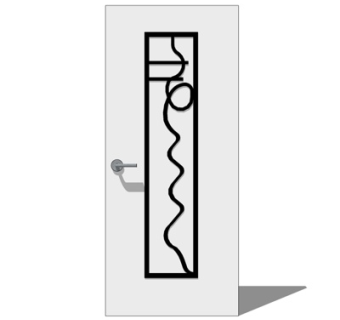 现代实木单开门su模型