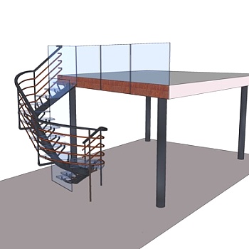 现代回转楼梯su模型