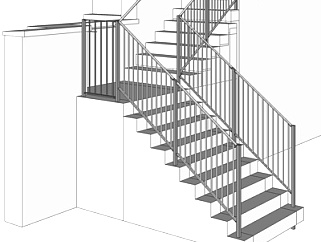 现代L型楼梯su模型
