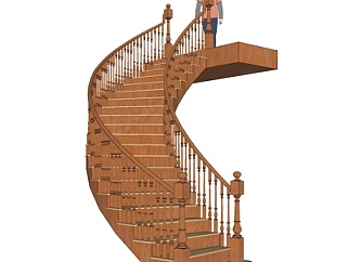 现代弧形楼梯su模型