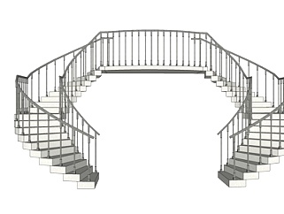 现代双向楼梯su模型
