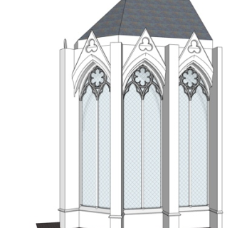 欧式落地窗su模型