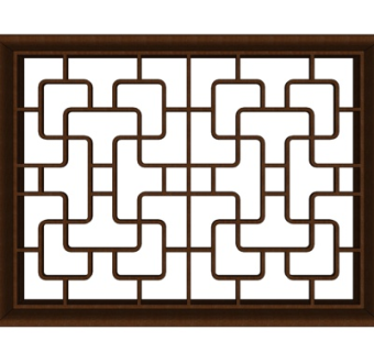 中式云纹窗户su模型