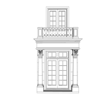 简欧入户门头su模型